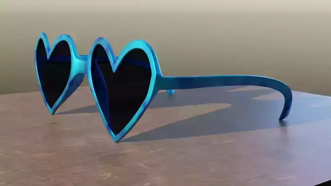 Blue Heart Shaped Sunglasses - Cute Stylized Glasses 3D Model