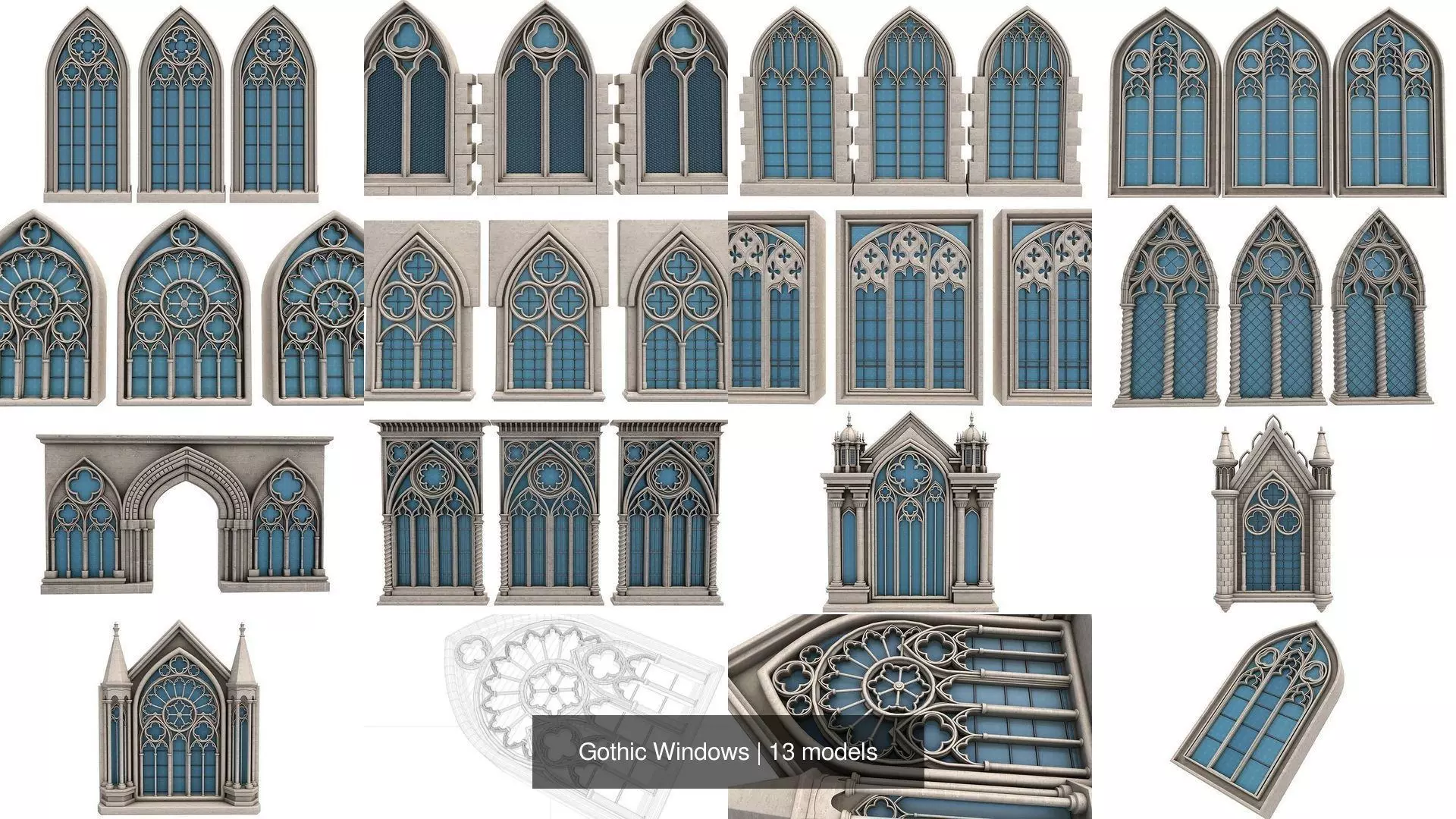 Gothic Windows 3D Model Collection_1
