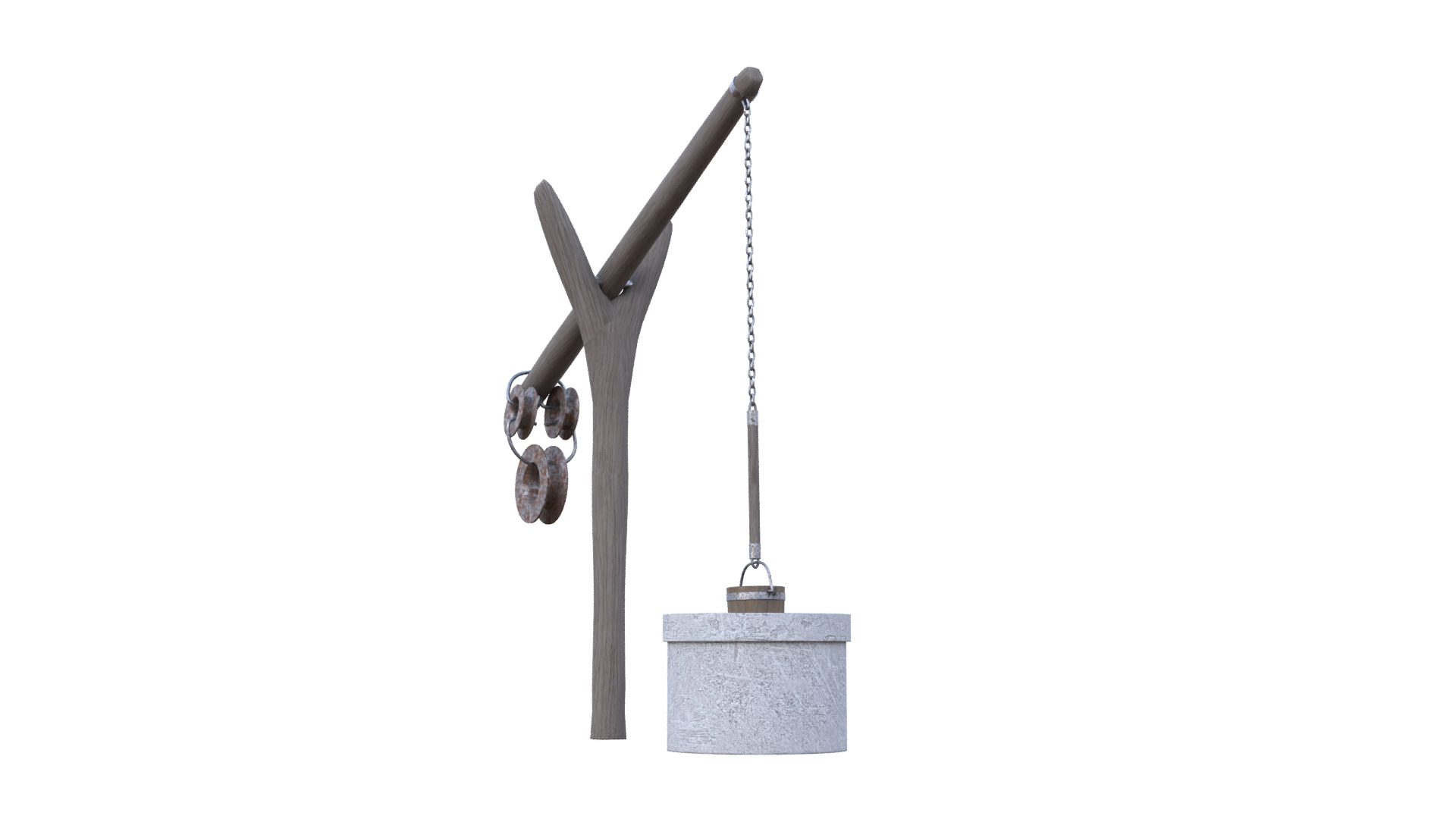 Old Rustic Well Low-poly 3D model_22