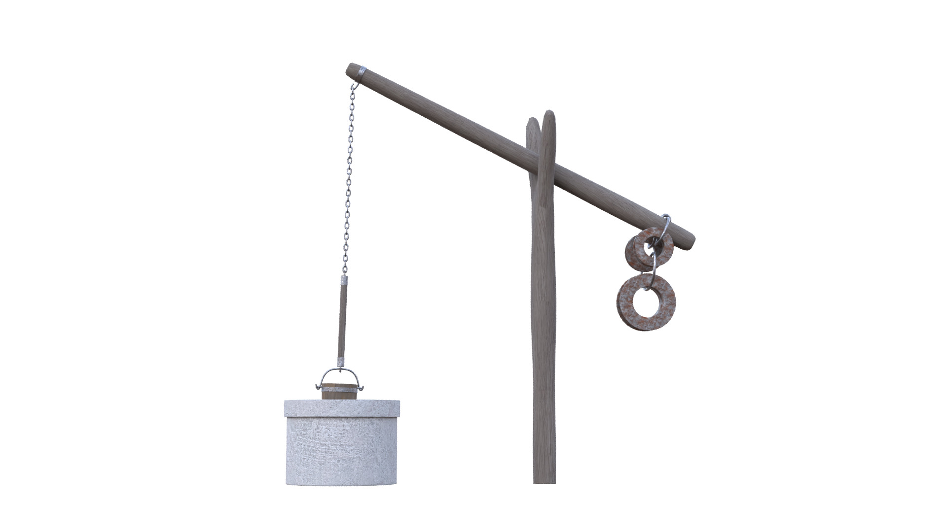 Old Rustic Well Low-poly 3D model_11