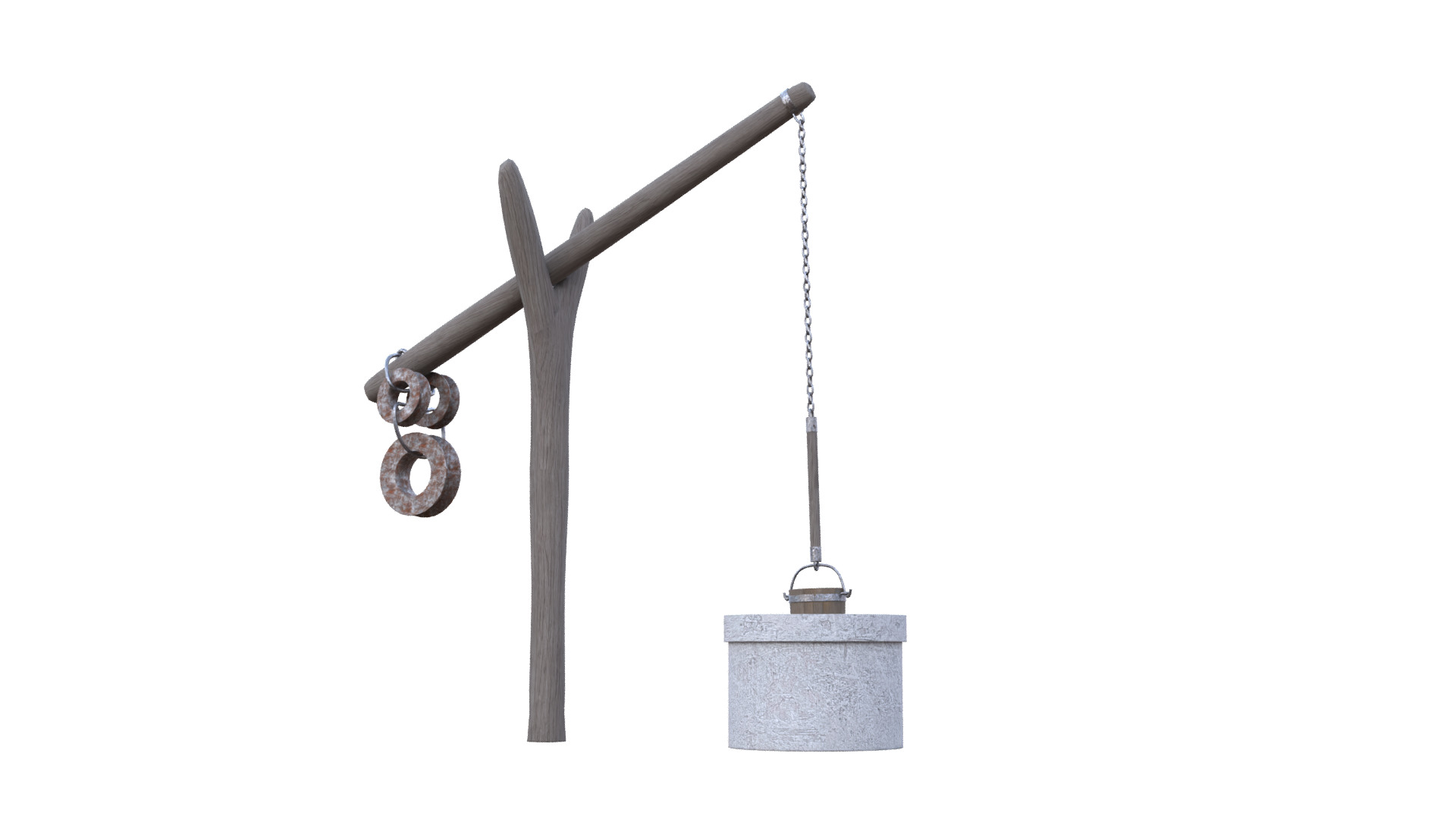 Old Rustic Well Low-poly 3D model_25