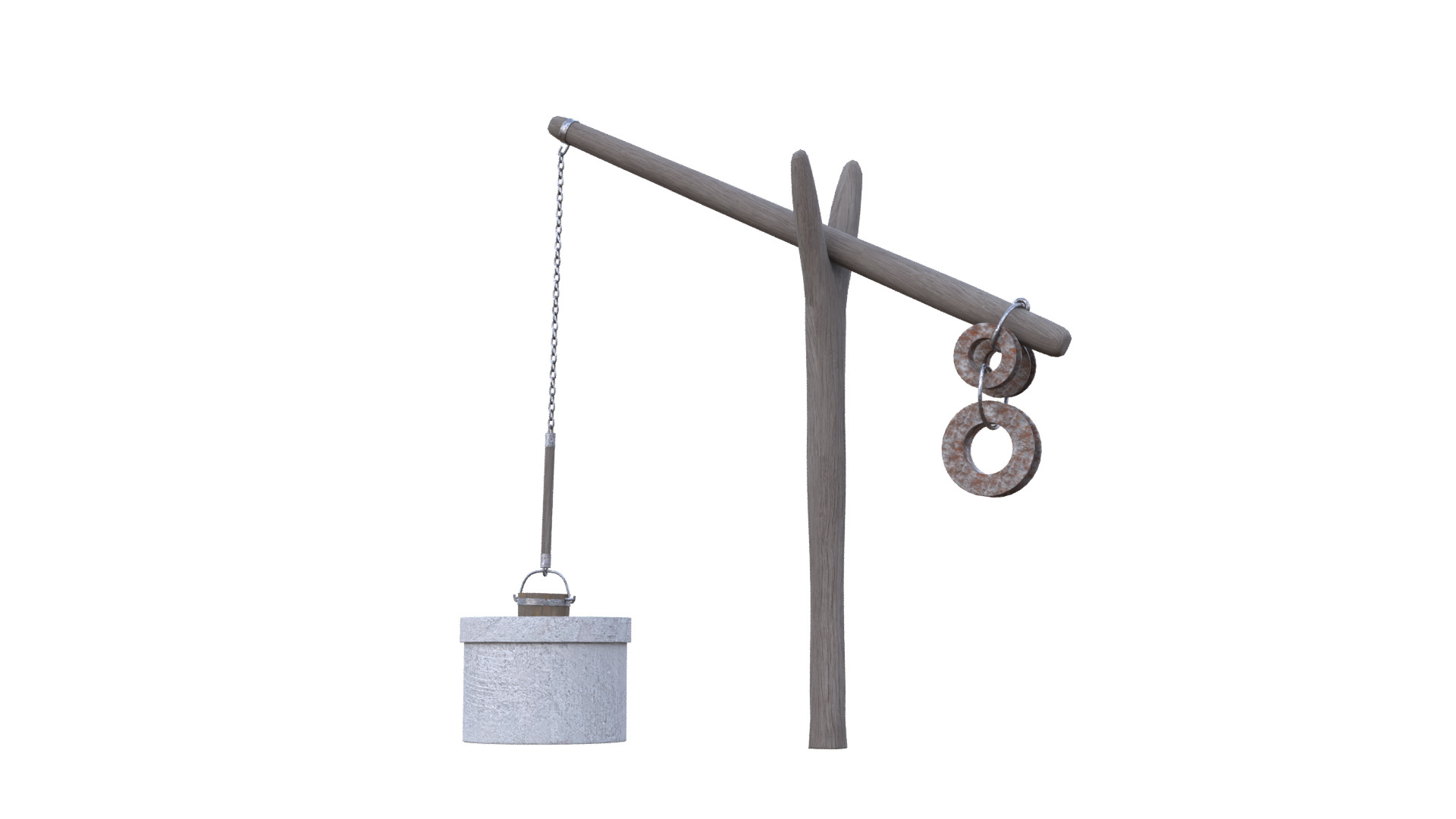 Old Rustic Well Low-poly 3D model_43