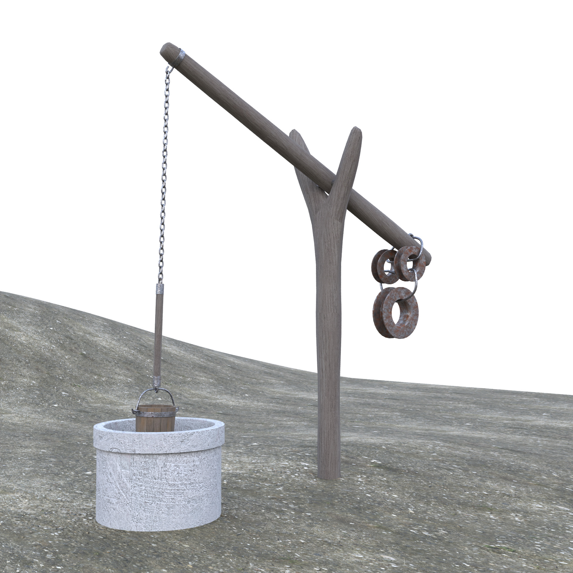 Old Rustic Well Low-poly 3D model_2