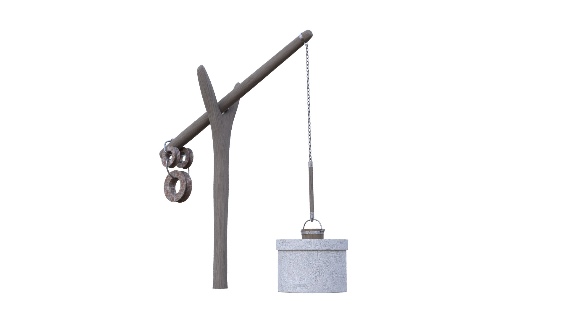 Old Rustic Well Low-poly 3D model_24