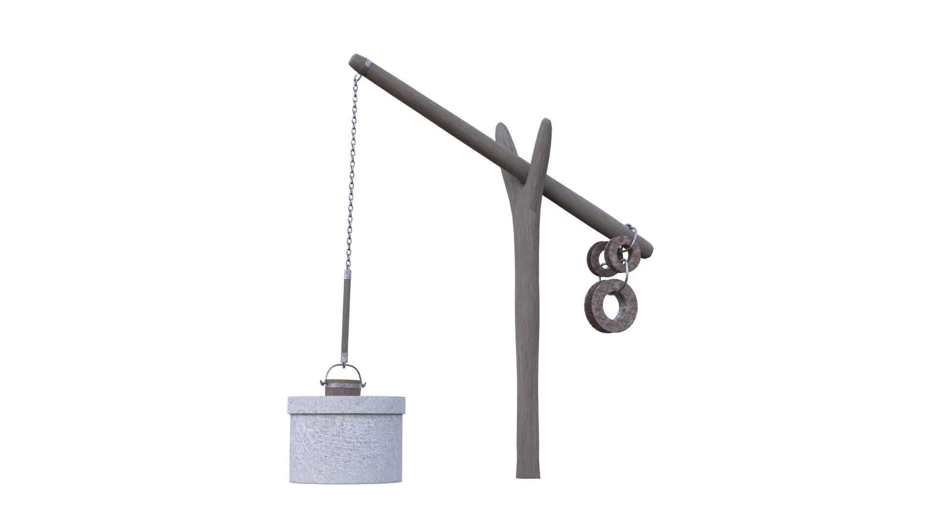 Old Rustic Well Low-poly 3D model_13