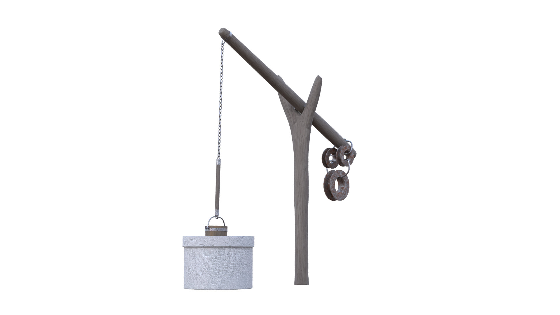 Old Rustic Well Low-poly 3D model_15