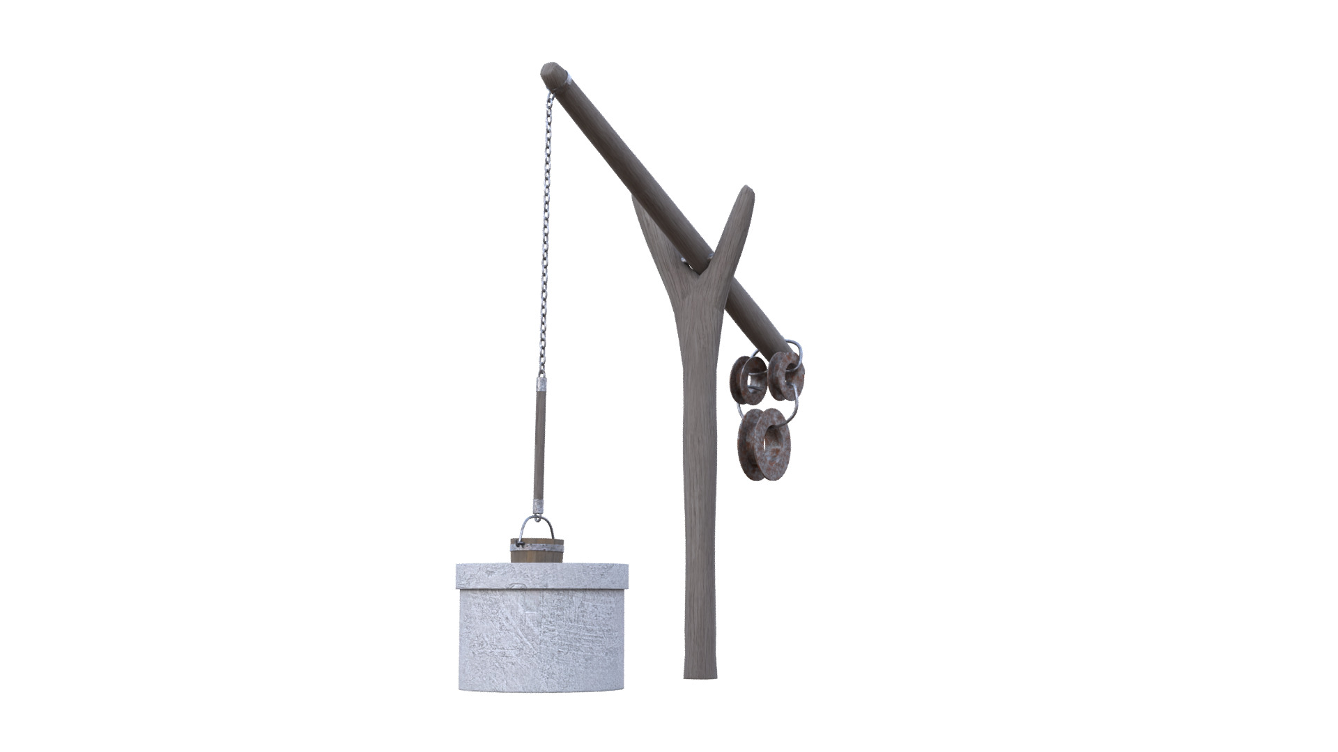 Old Rustic Well Low-poly 3D model_16