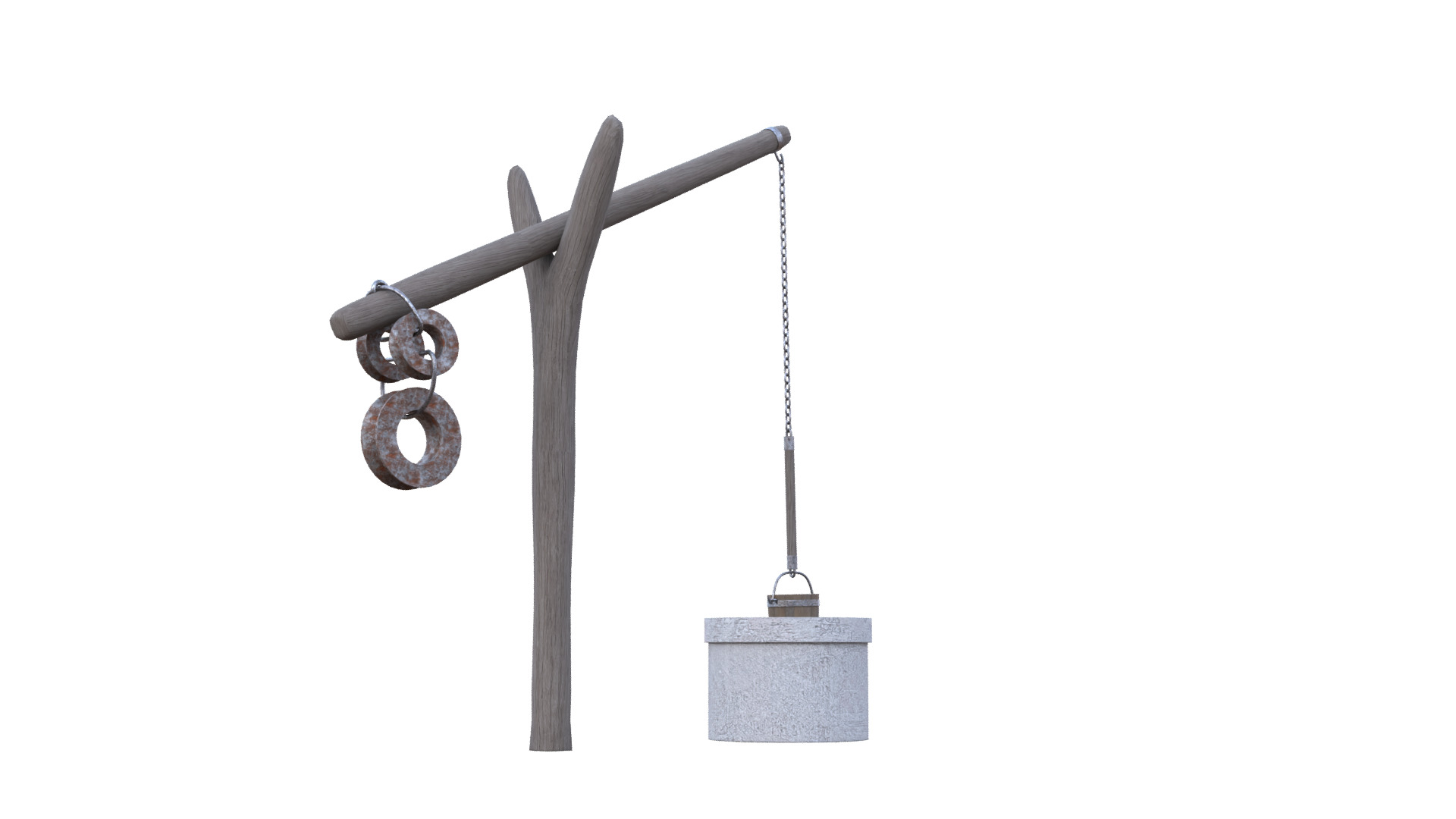 Old Rustic Well Low-poly 3D model_32