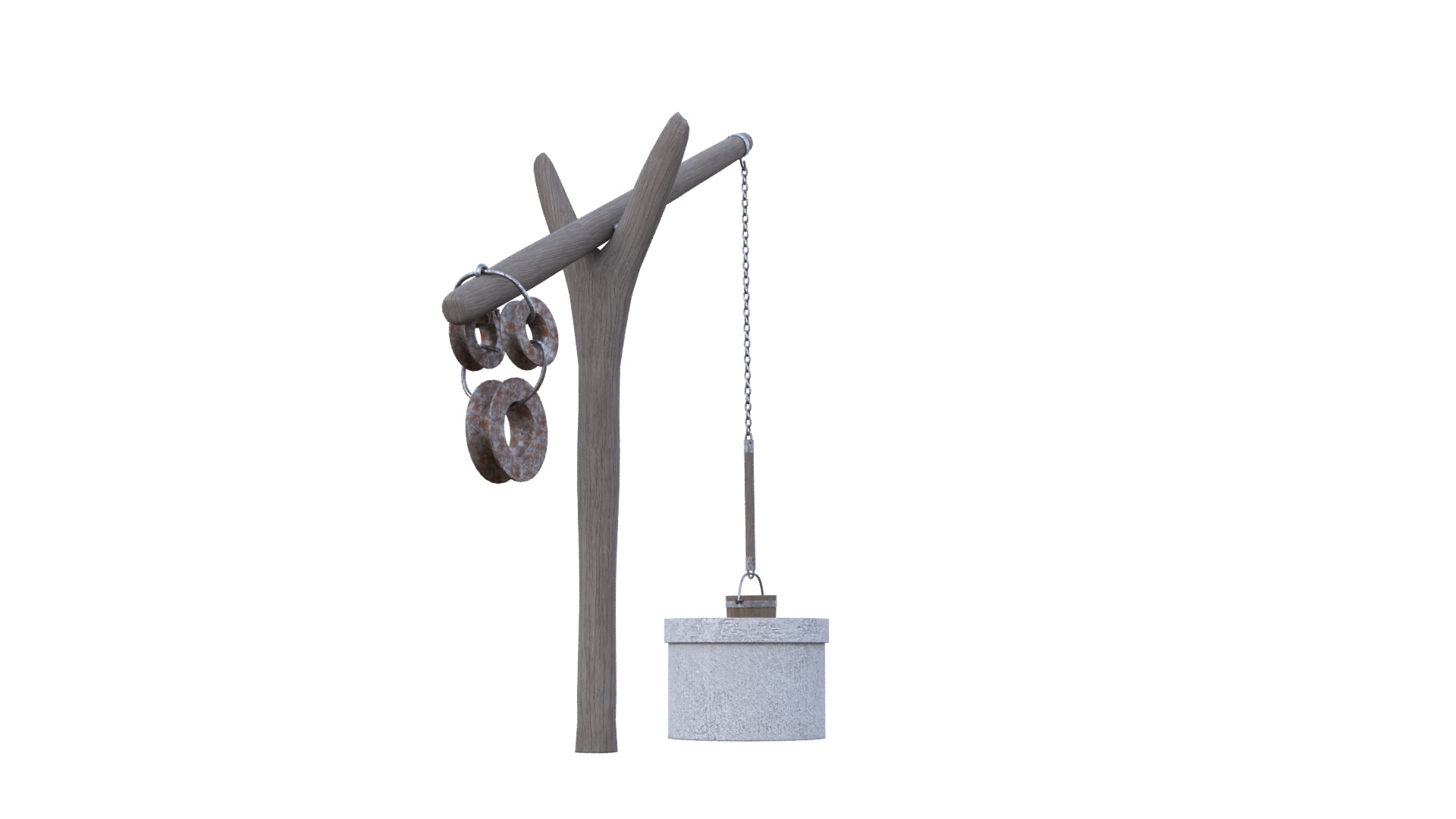 Old Rustic Well Low-poly 3D model_34