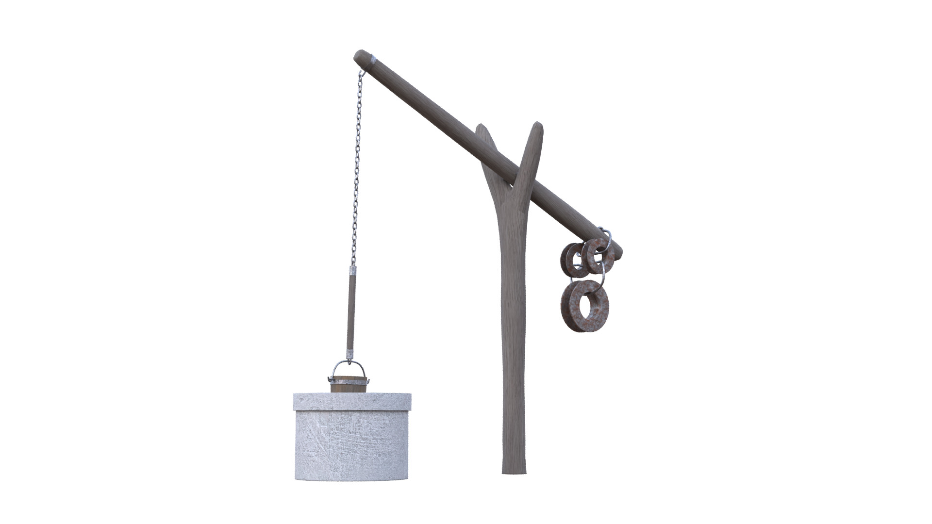 Old Rustic Well Low-poly 3D model_14