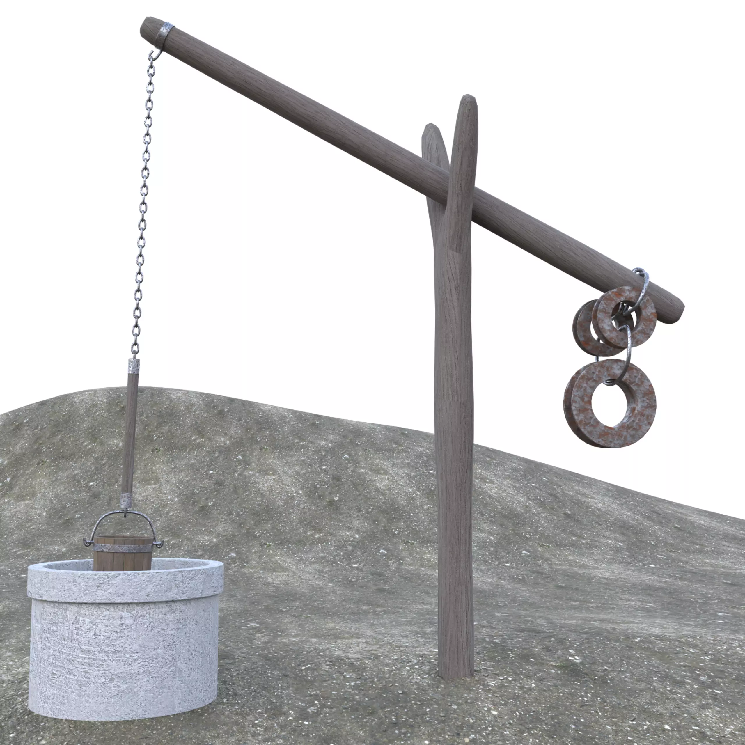 Old Rustic Well Low-poly 3D model_0