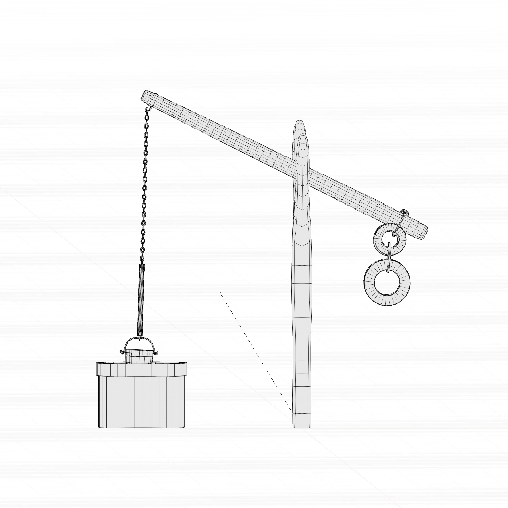 Old Rustic Well Low-poly 3D model_9