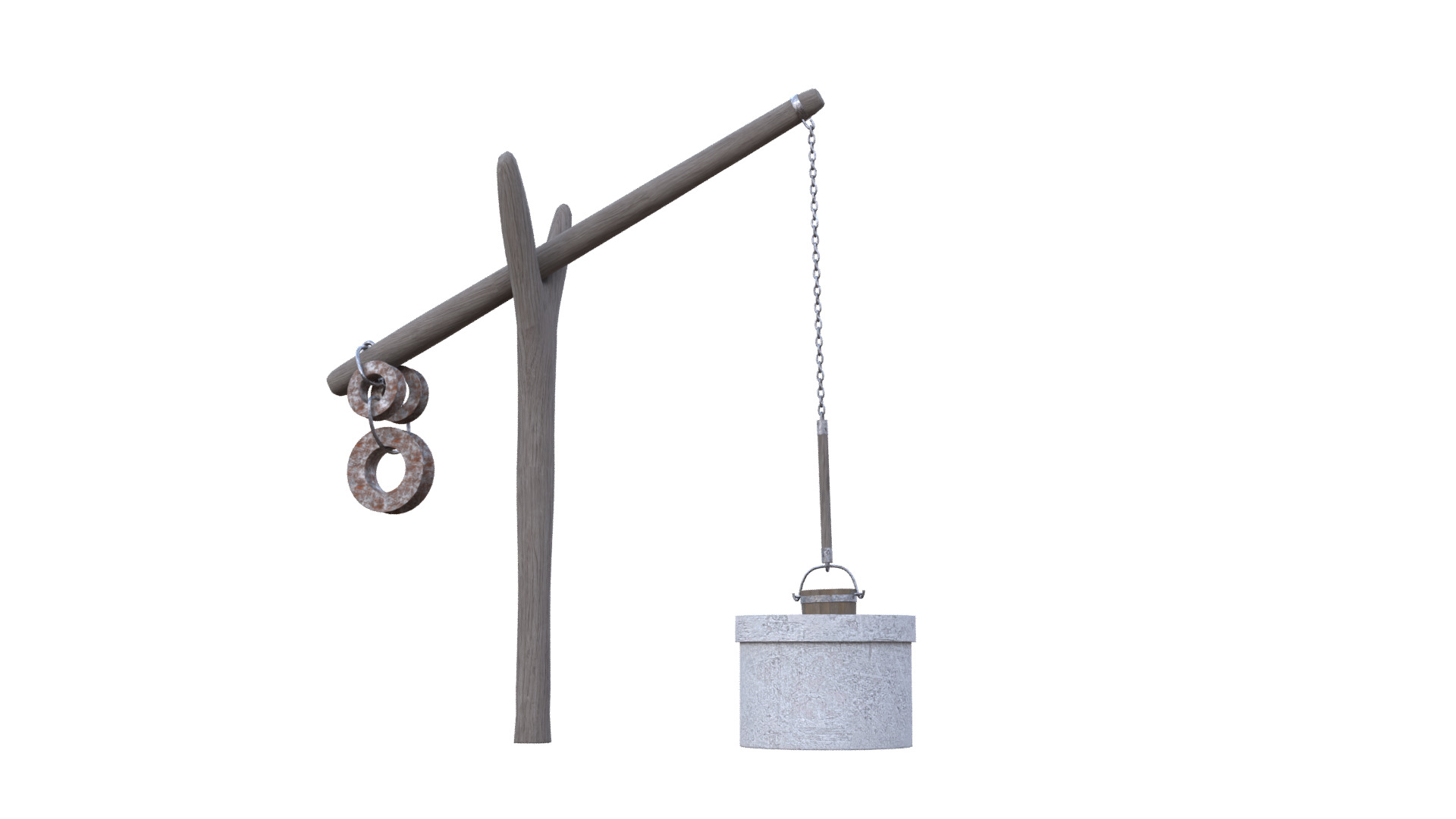 Old Rustic Well Low-poly 3D model_26