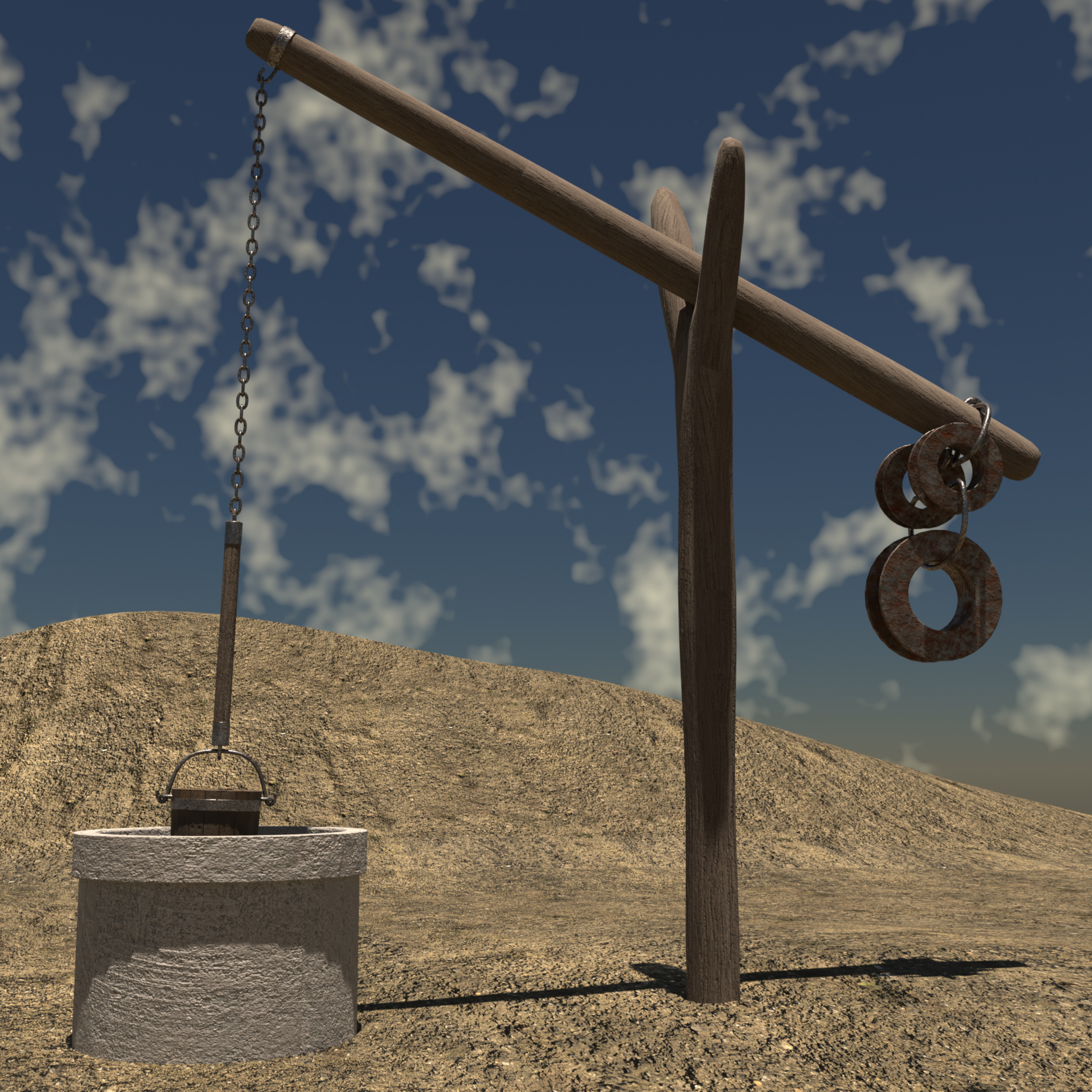 Old Rustic Well Low-poly 3D model_1