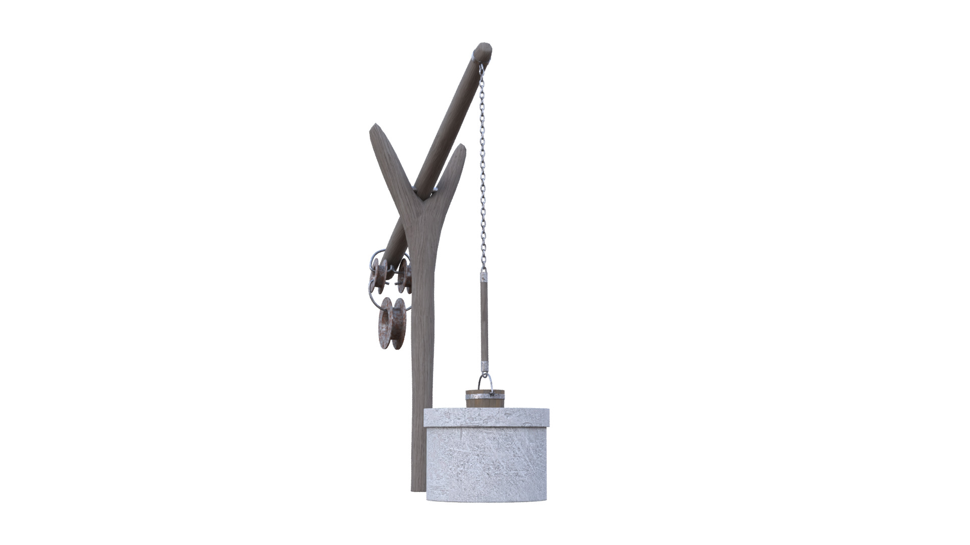 Old Rustic Well Low-poly 3D model_21