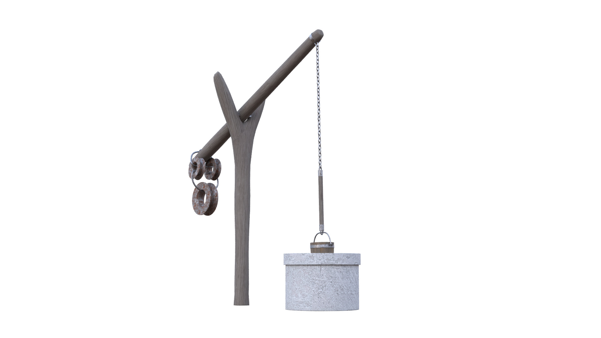 Old Rustic Well Low-poly 3D model_23