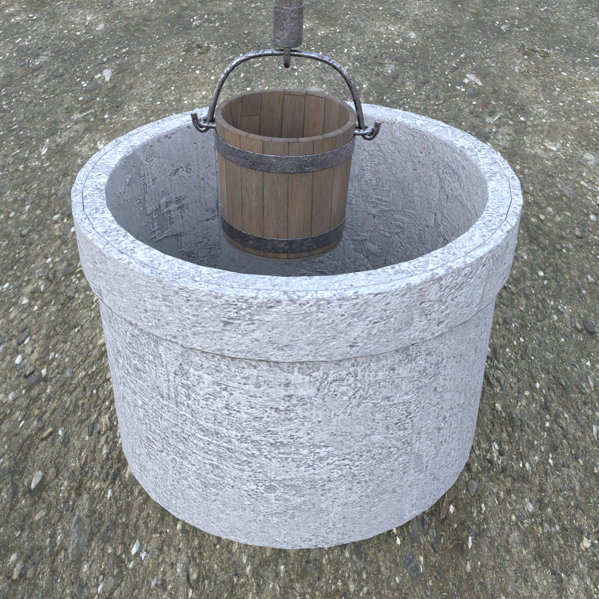 Old Rustic Well Low-poly 3D model_4