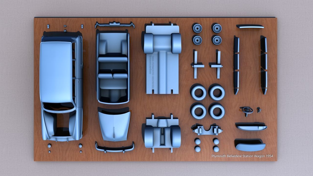 Plymouth Belvedere Station Wagon 1954 3D print model_7