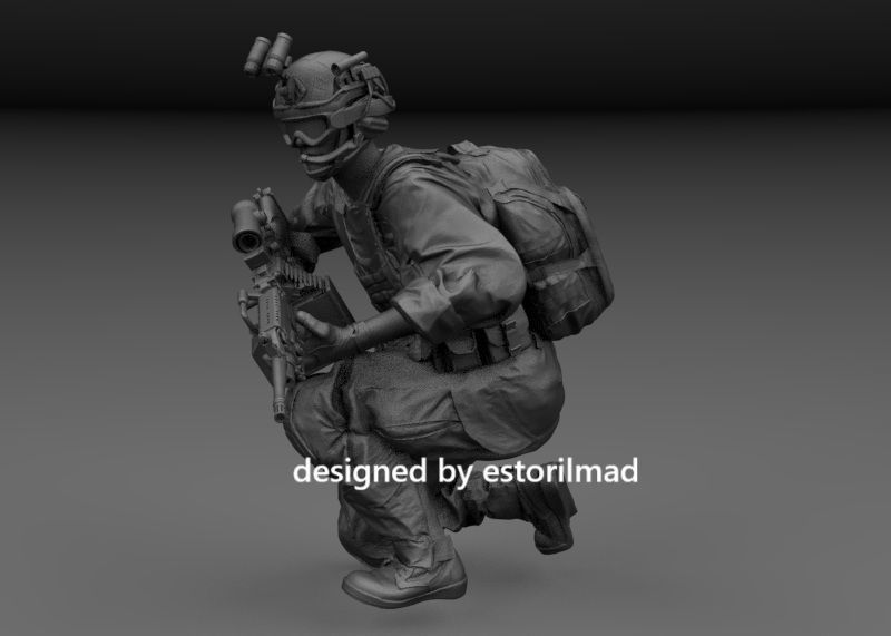 SPECIAL FORCES SOLDIER HEAVY MACHINE GUN v2 3D print model_1