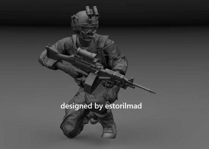 SPECIAL FORCES SOLDIER HEAVY MACHINE GUN v2 3D print model