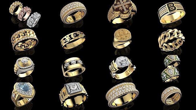 100 3D Models of Mens Jewelry Rings in the Collection 