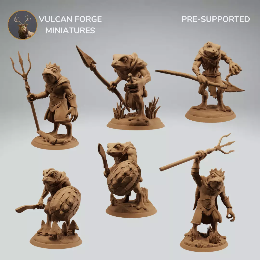 Bullywug Frog People Warriors Bundle 3D print model_0