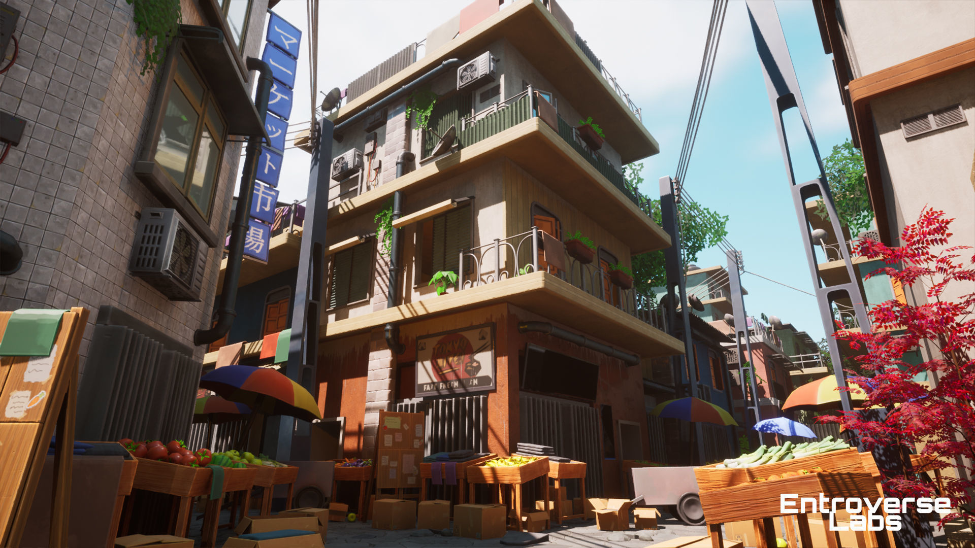 Stylized Japanese Street - modular Unreal Engine Pack Low-poly 3D model_2