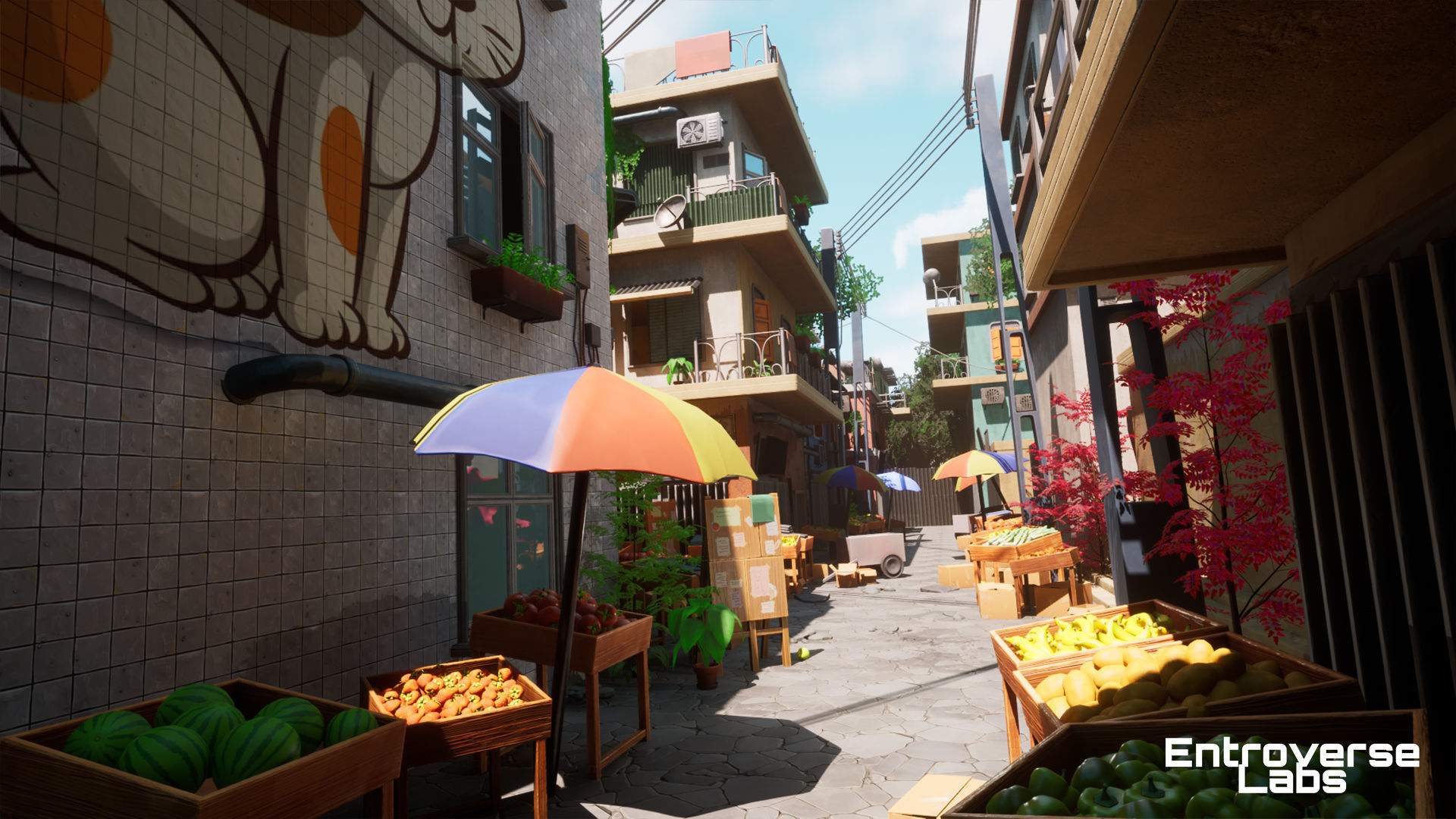 Stylized Japanese Street - modular Unreal Engine Pack Low-poly 3D model_11