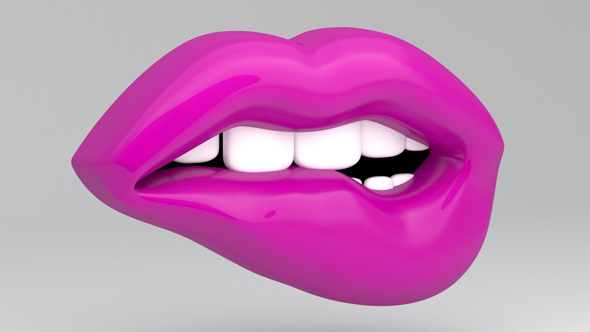 pink lips biting 3D model_1