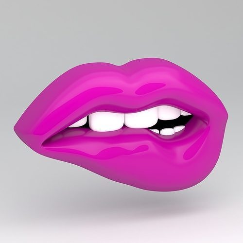 pink lips biting 3D model