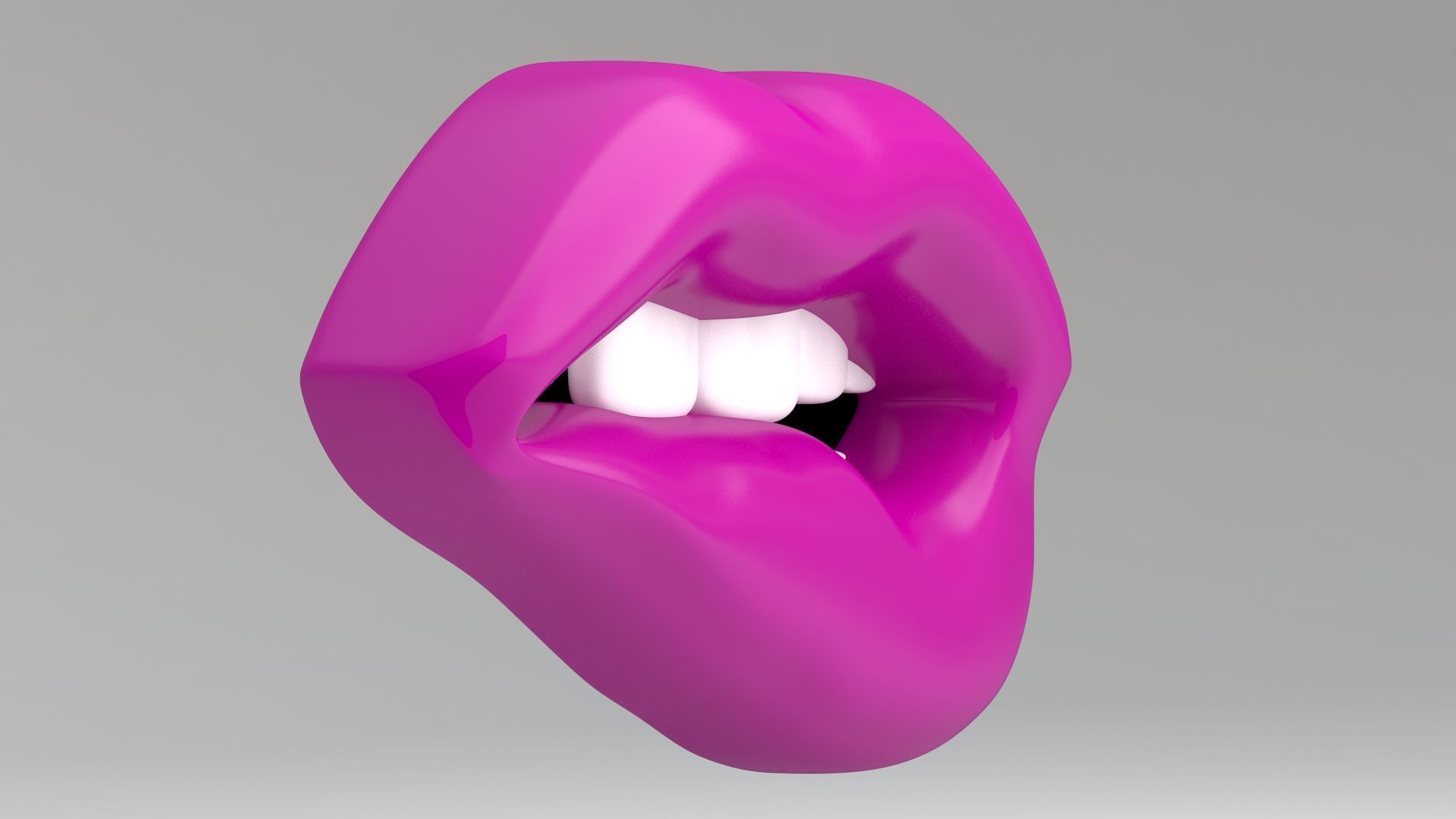 pink lips biting 3D model_4
