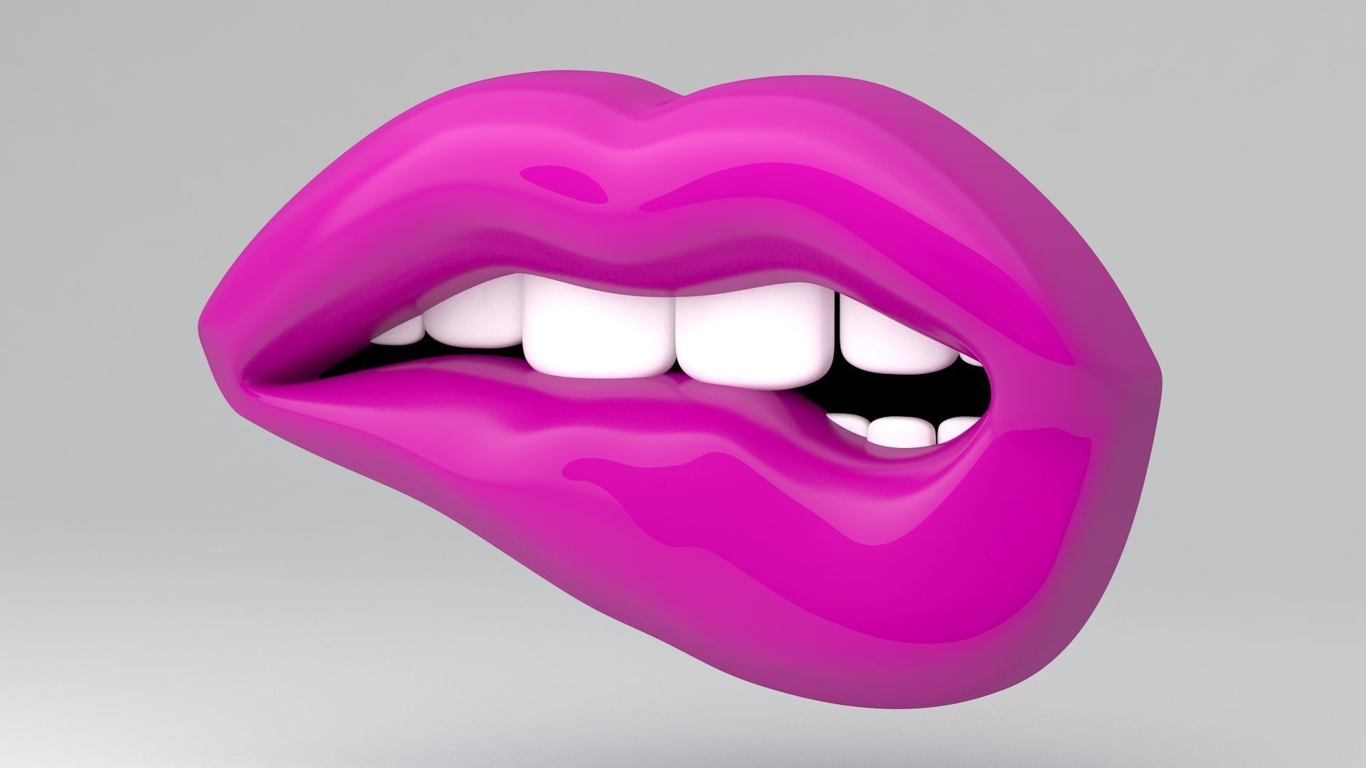 pink lips biting 3D model_2