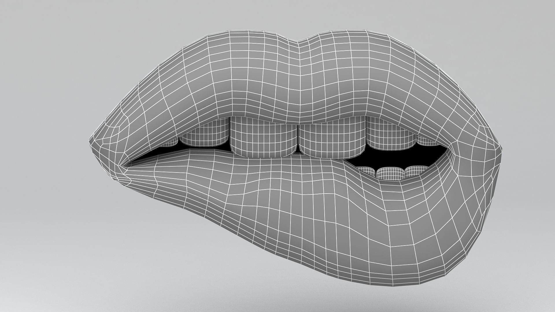 pink lips biting 3D model_10