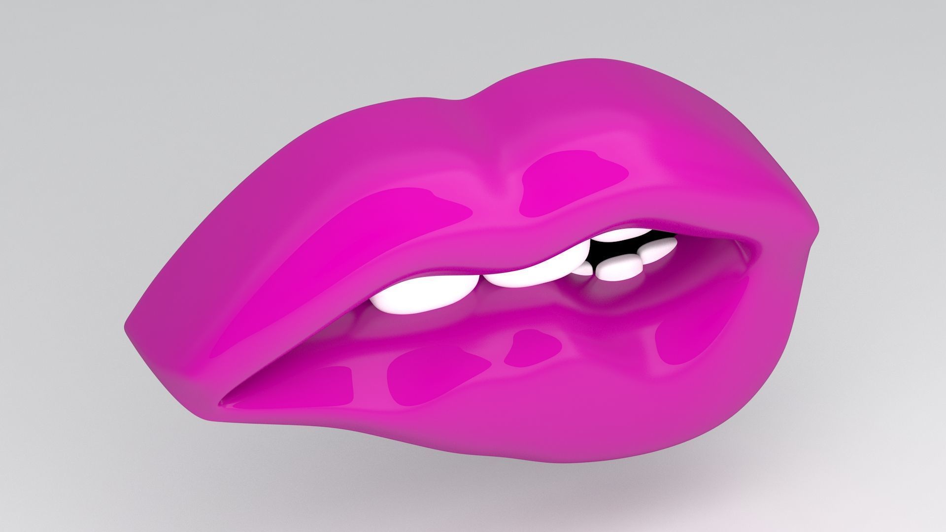 pink lips biting 3D model_3