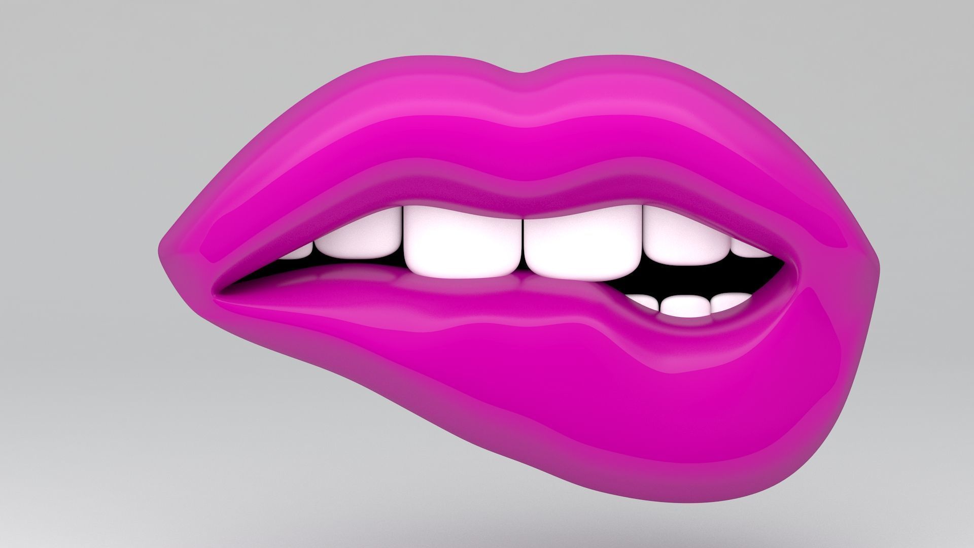 pink lips biting 3D model_5