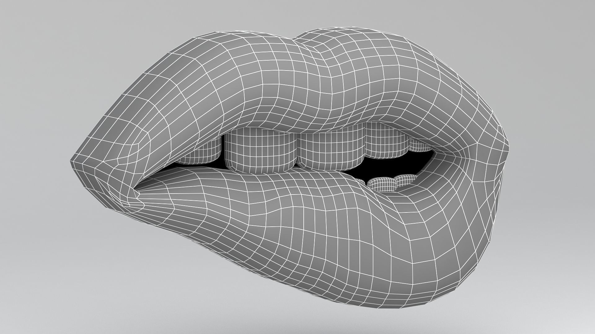 pink lips biting 3D model_6