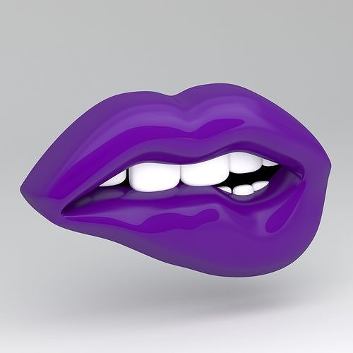 purple lips biting 3D model
