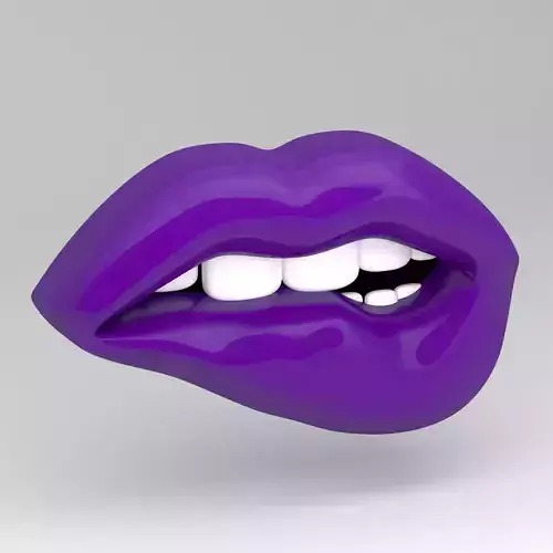 purple lips biting
