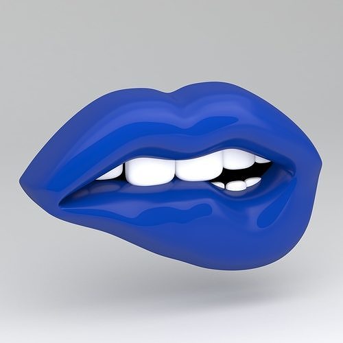 blue lips biting 3D model