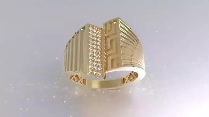 Ring design with gems 3D print model gold jewelry 