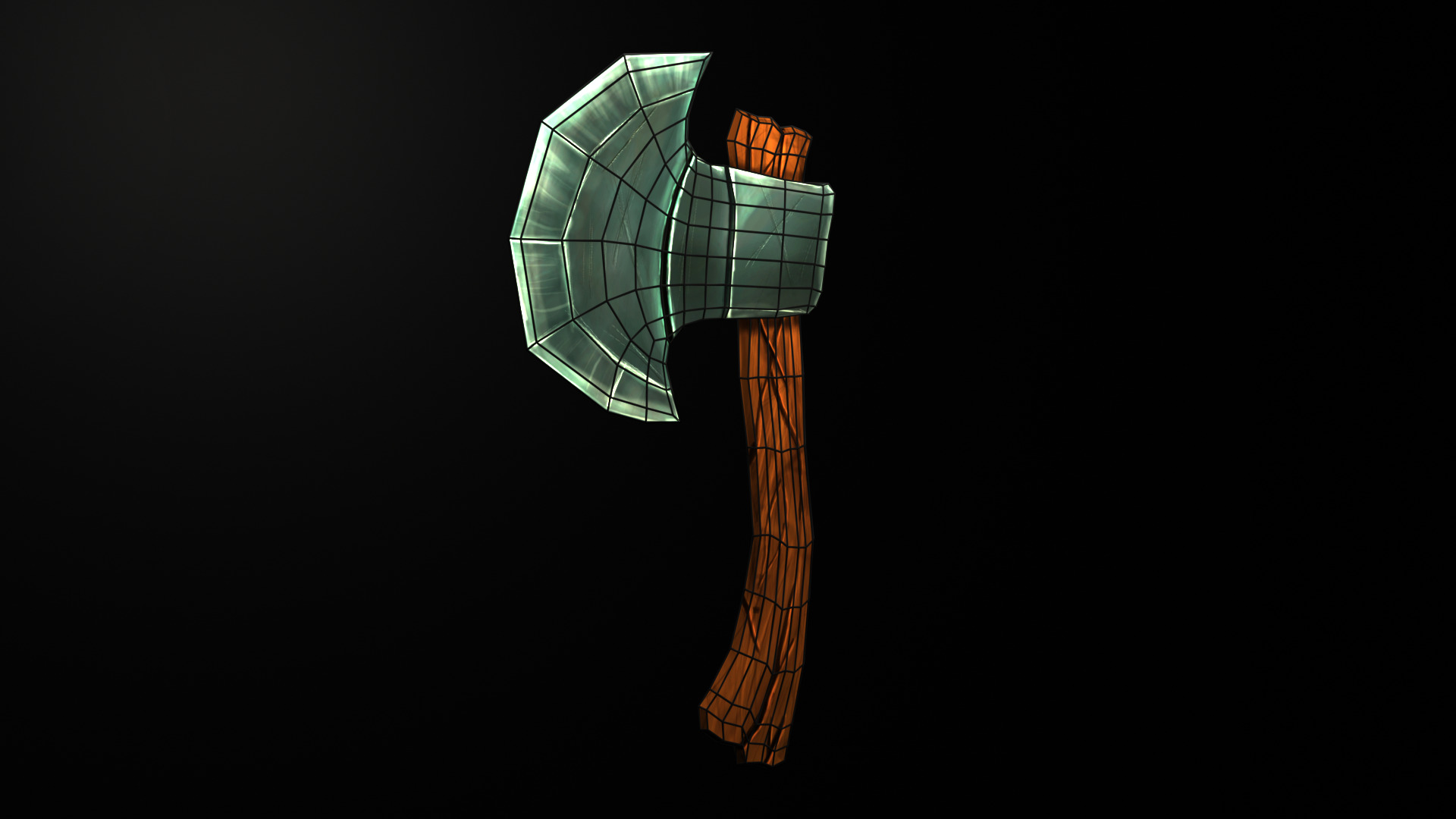 Stylized Low Poly Cartoon Axe Low-poly 3D model_1