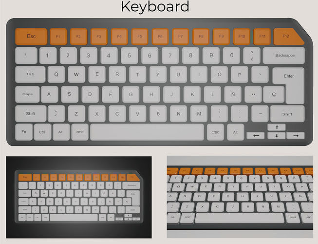 Keyboard aesthetic Low-poly 3D model