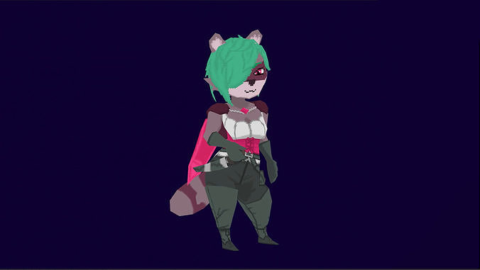 3D Lowpoly style furry character with Rig - Sylvie the rogue Low-poly 3D model