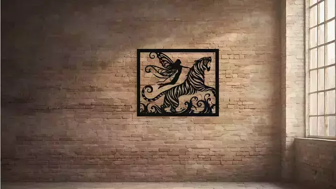 Fairy Riding Tiger Fantasy Wall Decor