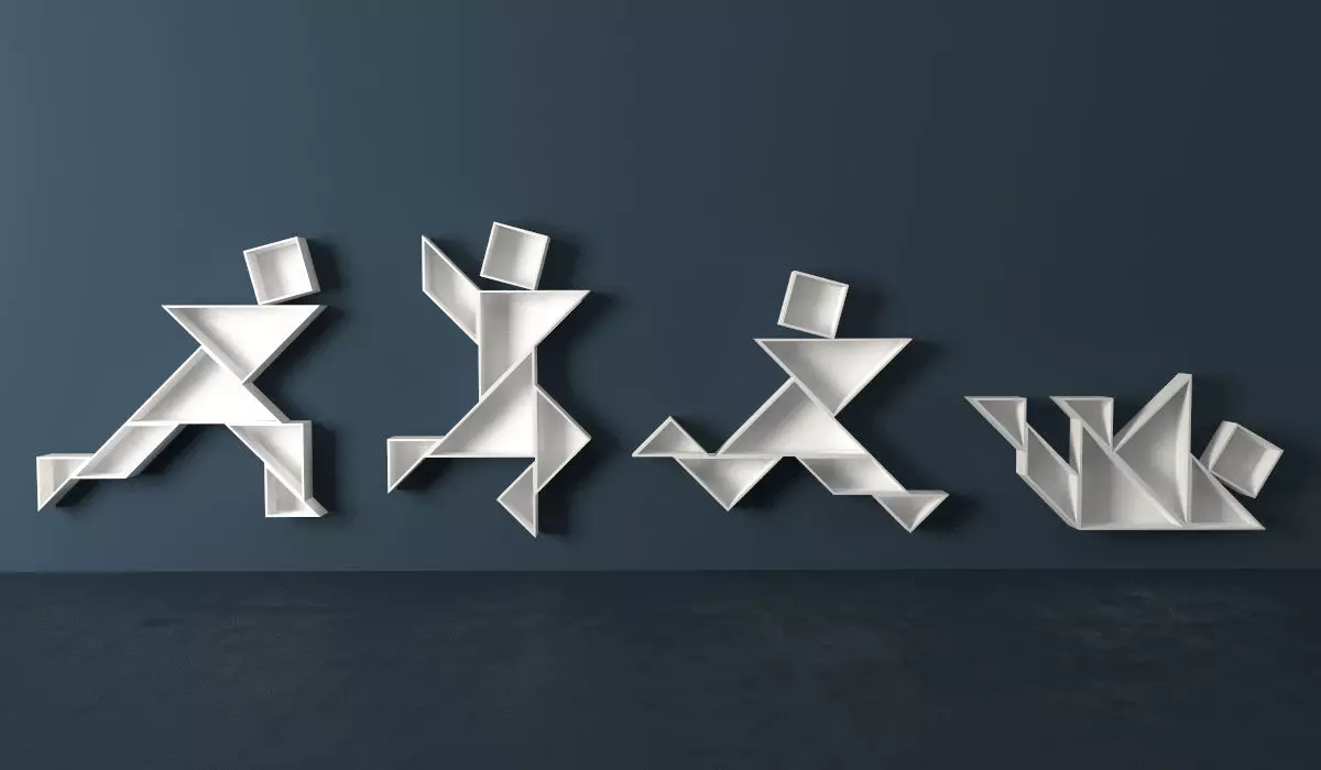 Bookshelves Tangram 3D model_0