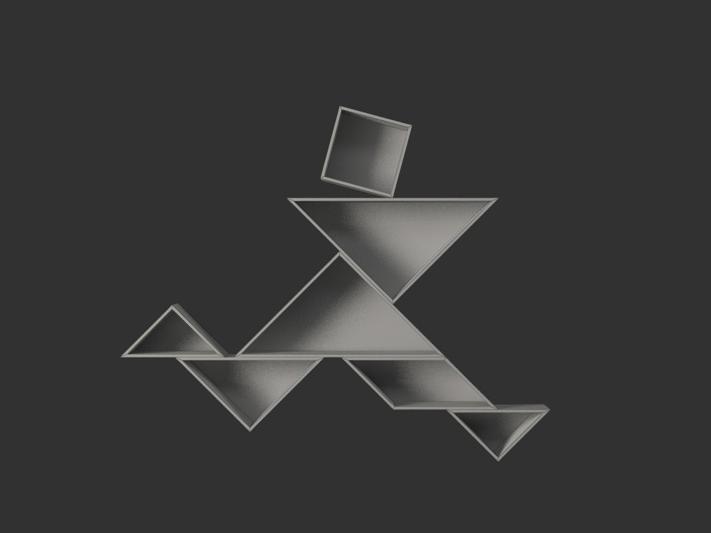 Bookshelves Tangram 3D model_3