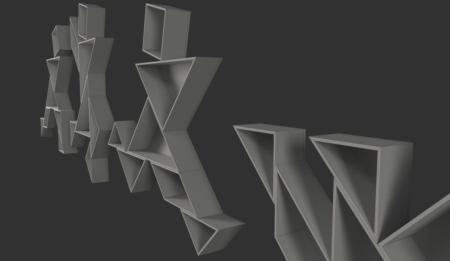 Bookshelves Tangram 3D model_2