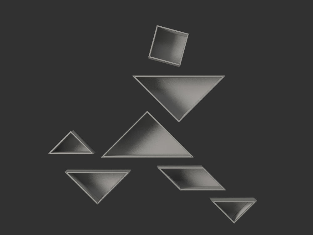 Bookshelves Tangram 3D model_4