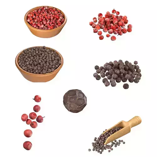 Dried Peppercorn Collection Low-poly 3D model
