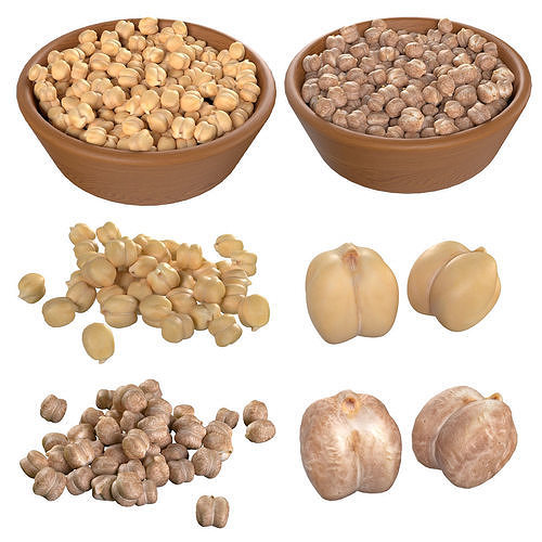  Chickpea and Garbanzo beans collection Low-poly 3D model